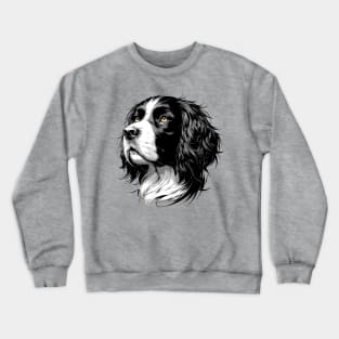 Stunning and Cool English Springer Spaniel Monochrome and Gold Portrait for Father's Day Crewneck Sweatshirt